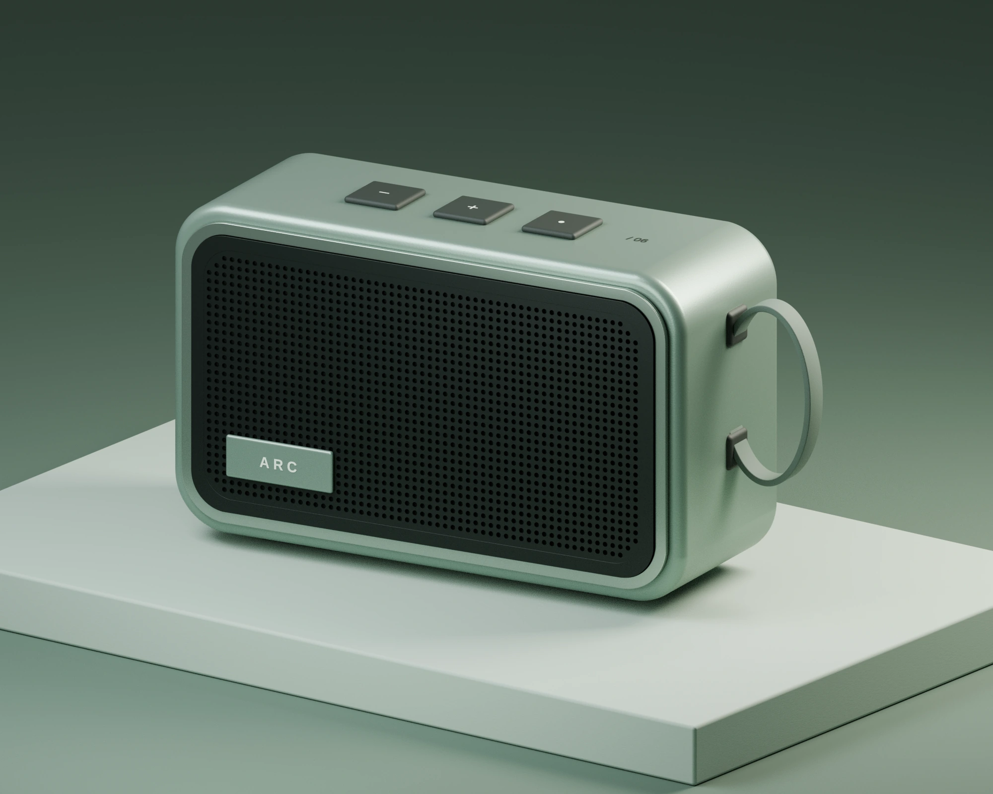 Sage portable speaker with perforated grille and carry loop
