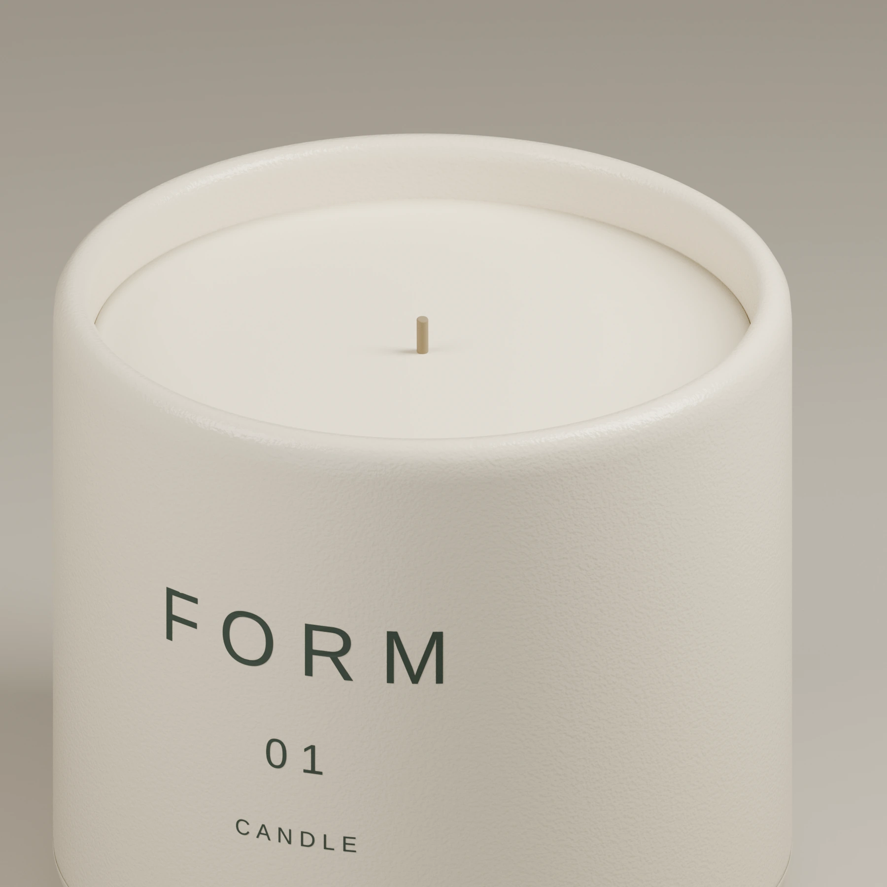 Original close-up render of the FORM candle rim, wax, wick and ceramic texture